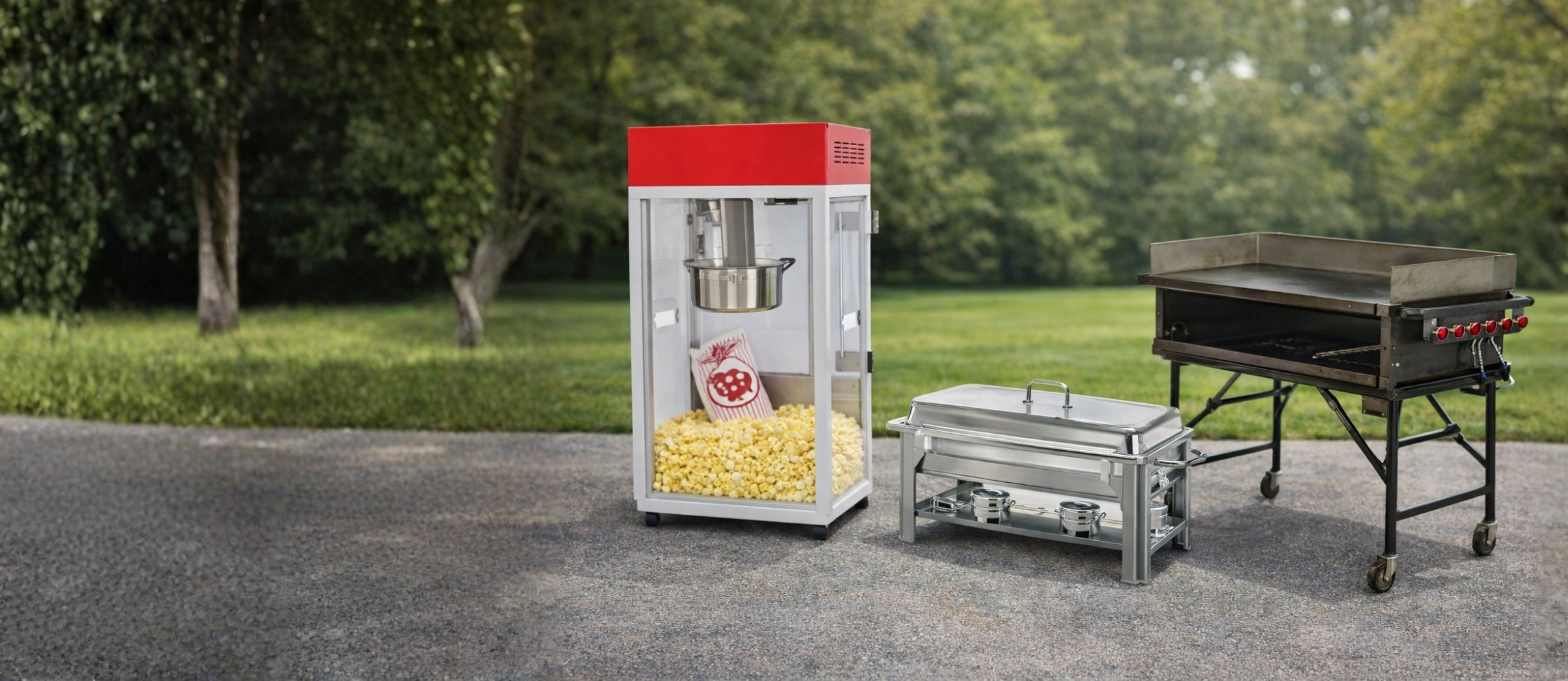 Popcorn, sno cone and cotton candy concession machines available to rent at Moore Rental Service in Arlington, Texas