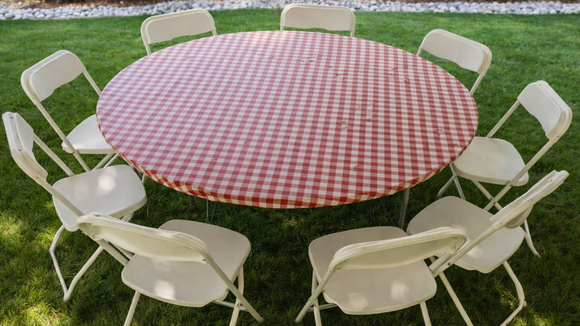 IMG-PLASTIC COVER RED GINGHAM RND 60